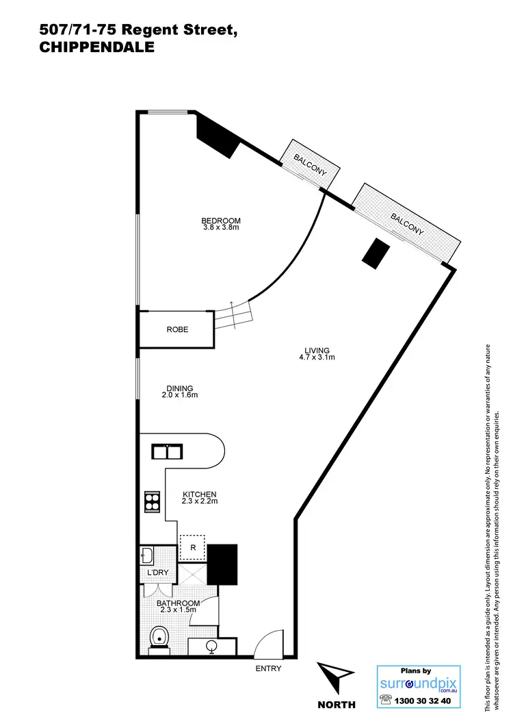Floorplan of Homely unit listing, 507/71-75 Regent St, Chippendale NSW 2008