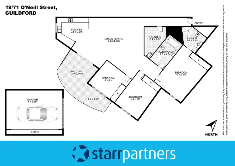 Floorplan of Homely unit listing, 19/71 O'Neill Street, Guildford NSW 2161