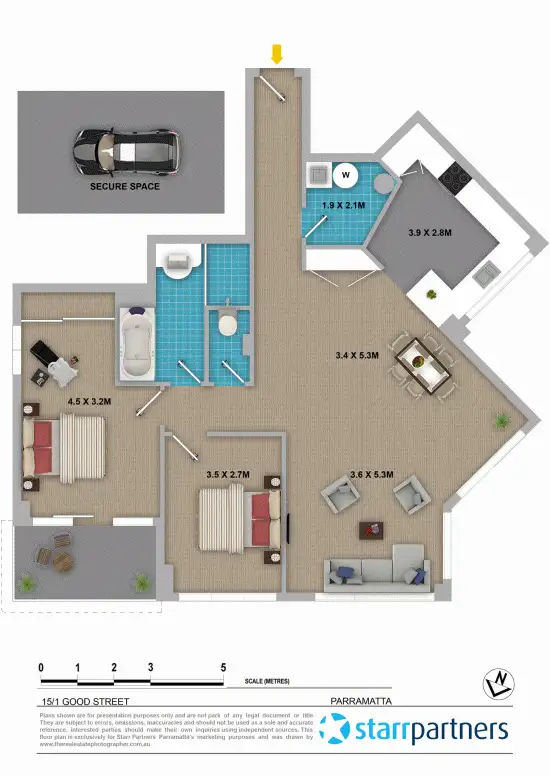 Floorplan of Homely unit listing, 15/1 Good Street, Parramatta NSW 2150