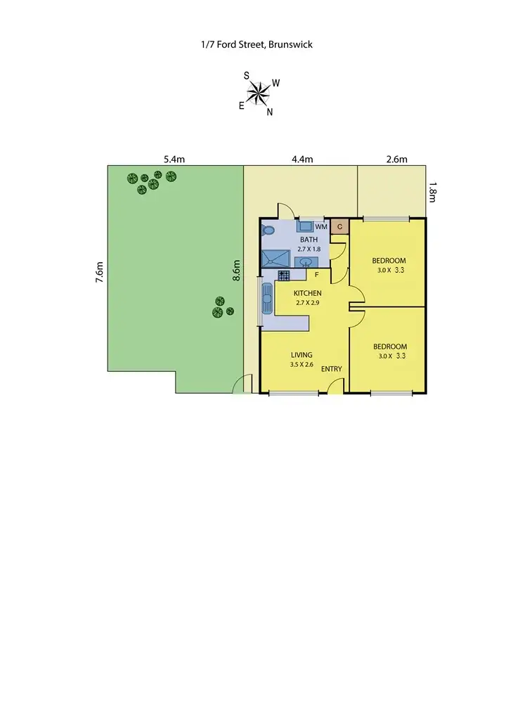 Floorplan of Homely unit listing, 1/7 Ford Street, Brunswick VIC 3056