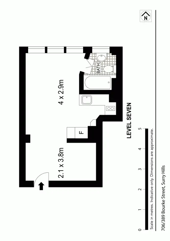 Floorplan of Homely studio listing, 706/389 Bourke Street, Surry Hills NSW 2010