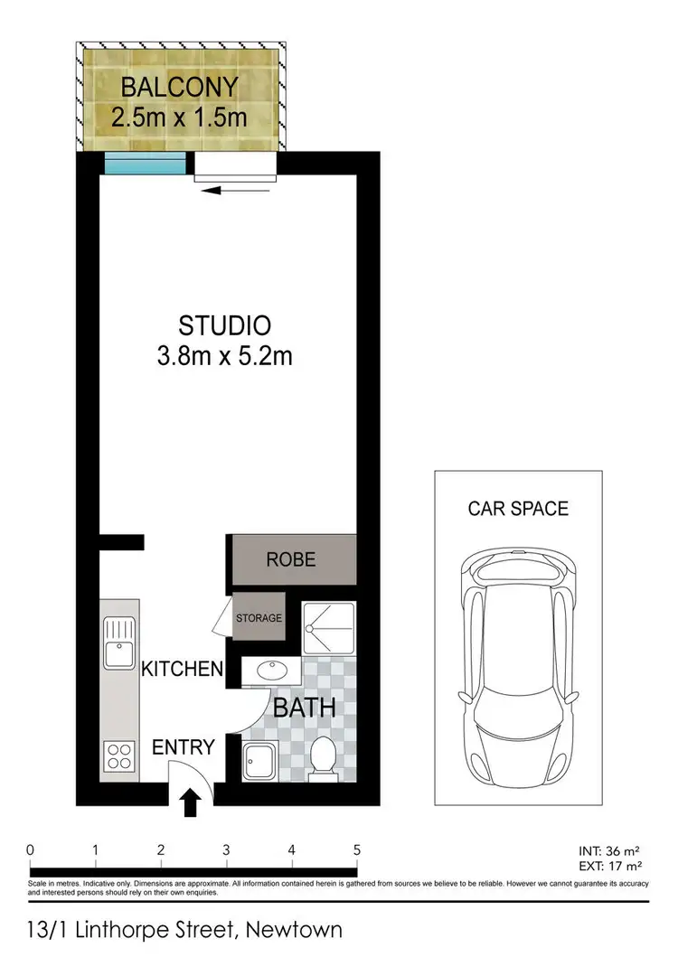 Floorplan of Homely studio listing, 13/1 Linthorpe Street, Newtown NSW 2042