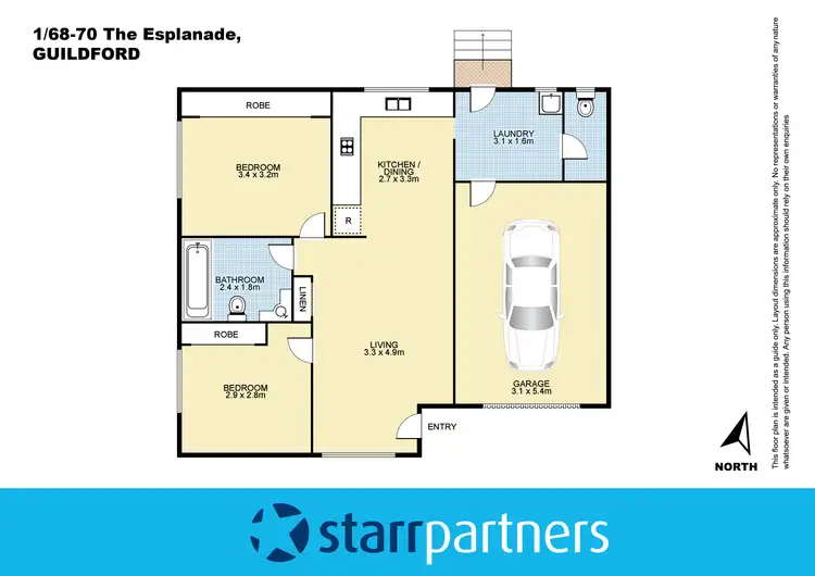 Floorplan of Homely villa listing, 1/68-70 The Esplanade, Guildford NSW 2161