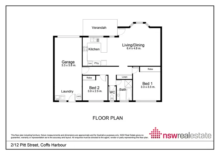 Floorplan of Homely villa listing, 2/12 Pitt Street, Coffs Harbour NSW 2450