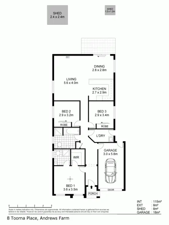 Floorplan of Homely house listing, 8 Toorna Place, Andrews Farm SA 5114