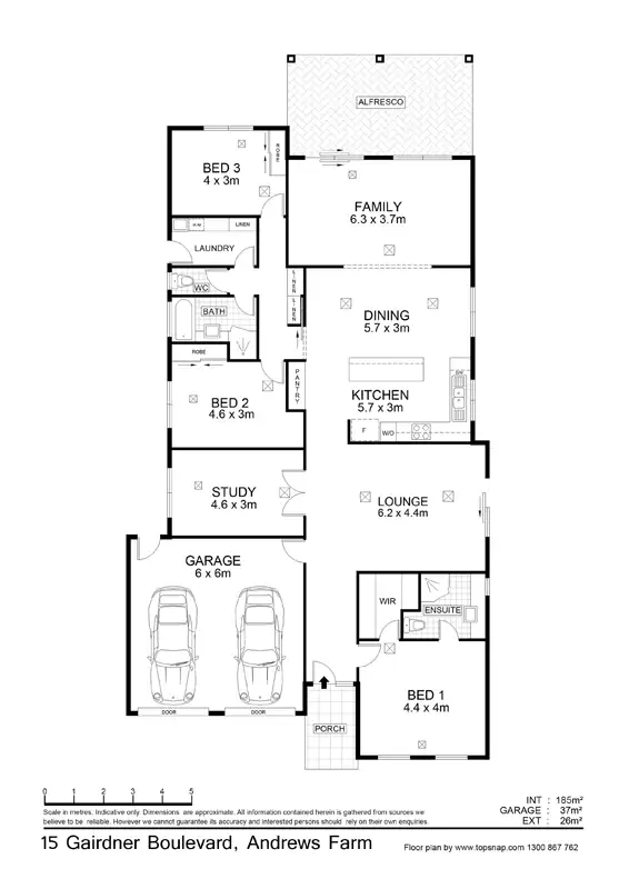 Floorplan of Homely house listing, 15 Gairdner Bvd, Andrews Farm SA 5114