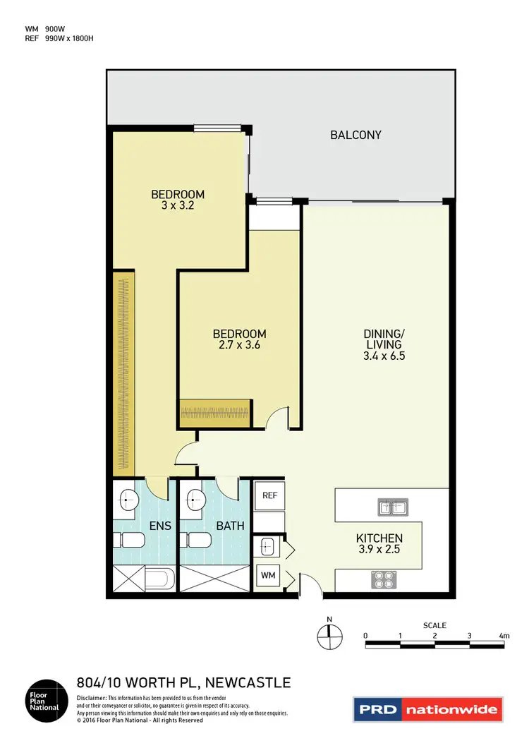 Floorplan of Homely apartment listing, 804/10 Worth Place, Newcastle NSW 2300