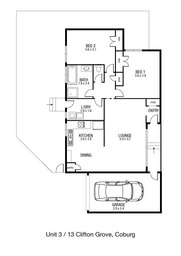 Floorplan of Homely villa listing, 3/13 Clifton Grove, Coburg VIC 3058