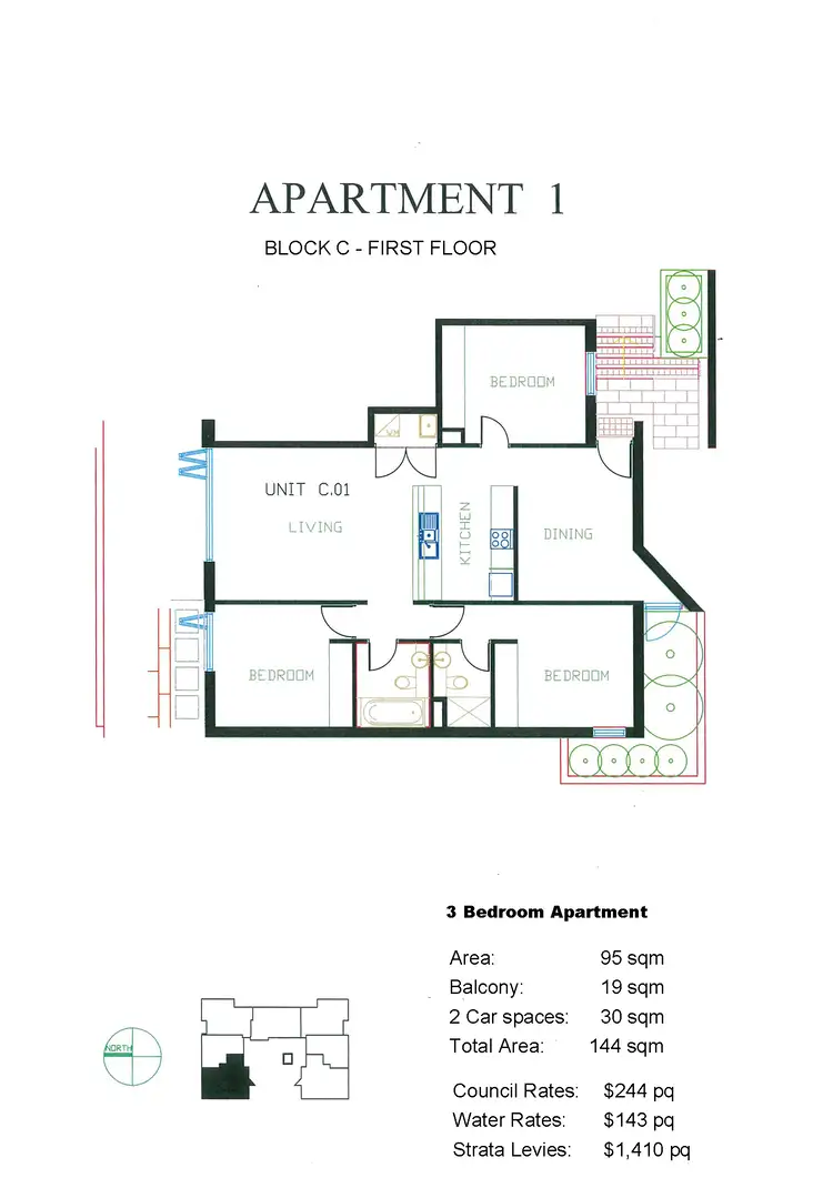 Floorplan of Homely apartment listing, C1/76 Wentworth Street, Randwick NSW 2031