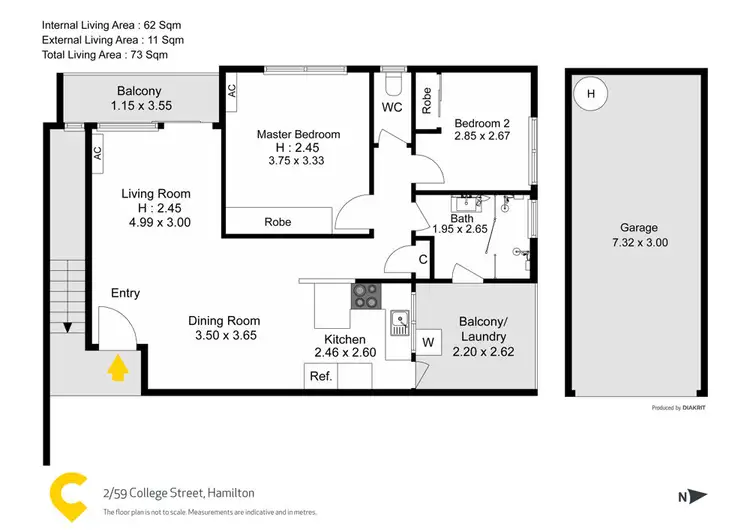 Floorplan of Homely unit listing, 2/59 College Street, Hamilton QLD 4007