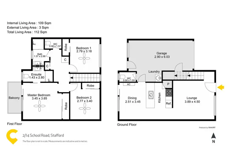 Floorplan of Homely townhouse listing, 2/14 School Road, Stafford QLD 4053