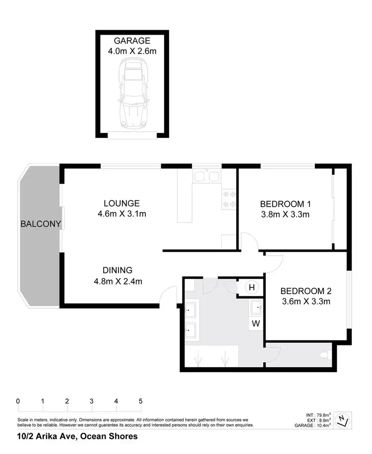 Floorplan of Homely apartment listing, 10/2 Arika Avenue, Ocean Shores NSW 2483