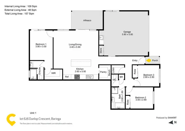 Floorplan of Homely semi-detached listing, U1 L626 Dunlop Crescent, Baringa QLD 4551