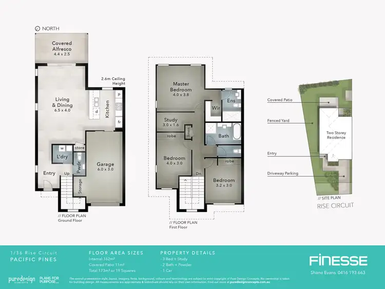 Floorplan of Homely townhouse listing, 1/36 Rise Circuit, Pacific Pines QLD 4211