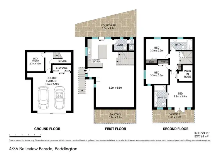 Floorplan of Homely townhouse listing, 4/36 Belleview Parade, Paddington QLD 4064