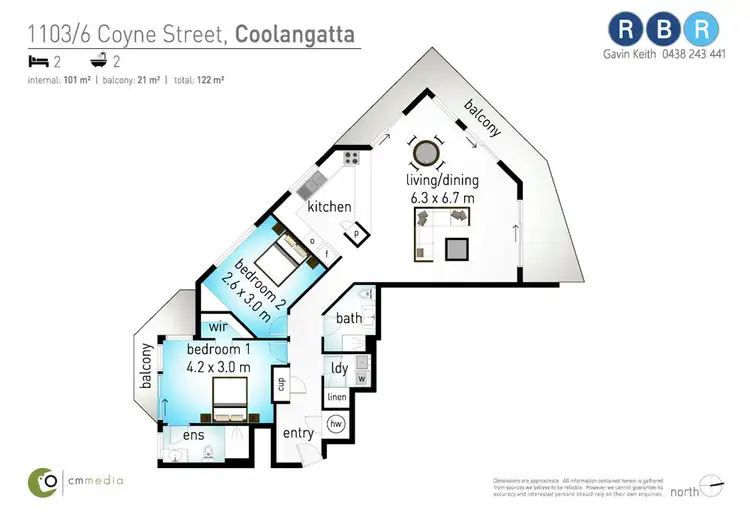 Floorplan of Homely unit listing, 1103/6 Coyne Street, Kirra QLD 4225