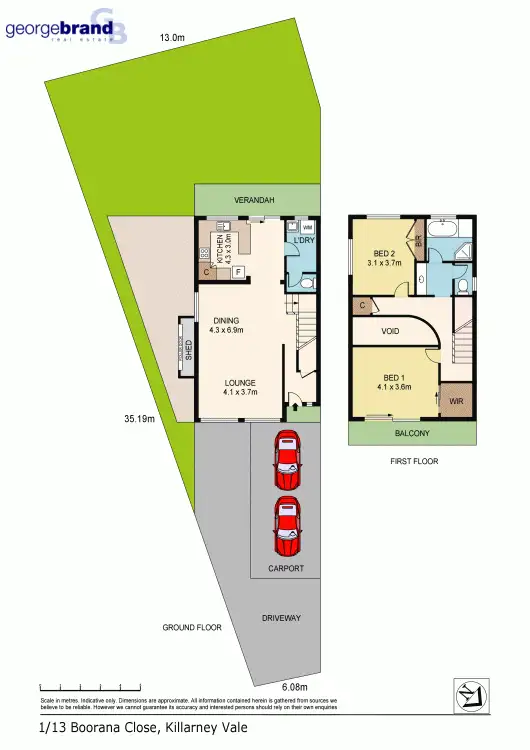 Floorplan of Homely semi-detached listing, 1/13 Boorana Close, Killarney Vale NSW 2261
