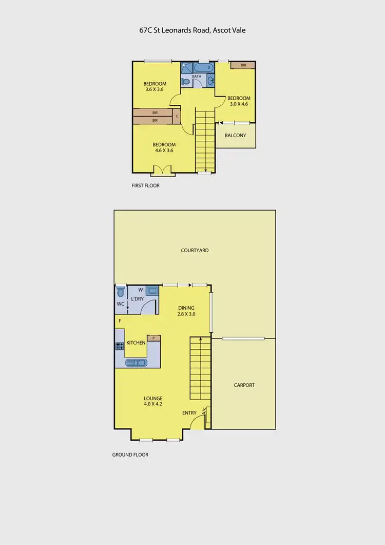 Floorplan of Homely townhouse listing, 67c St Leonards Road, Ascot Vale VIC 3032