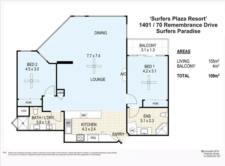Floorplan of Homely apartment listing, 1401/70 Remembrance Drive, Surfers Paradise QLD 4217