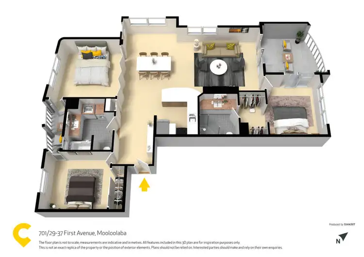 Floorplan of Homely unit listing, 701/29-37 First Avenue, Mooloolaba QLD 4557