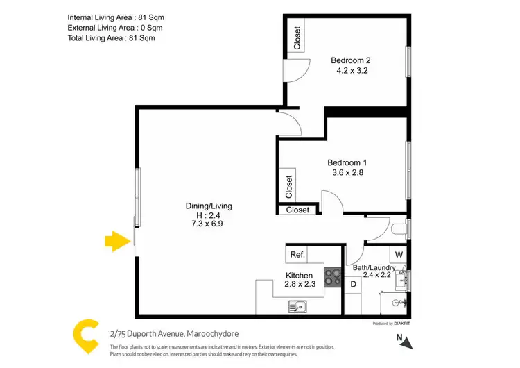 Floorplan of Homely unit listing, 2/75 Duporth Avenue, Maroochydore QLD 4558
