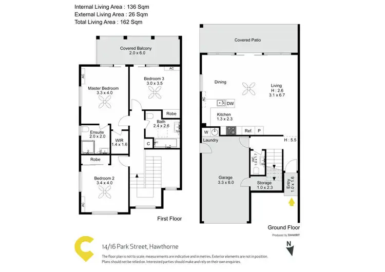 Floorplan of Homely townhouse listing, 14/16 Park Street, Hawthorne QLD 4171