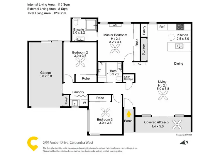Floorplan of Homely semi-detached listing, 2/15 Amber Drive, Caloundra West QLD 4551
