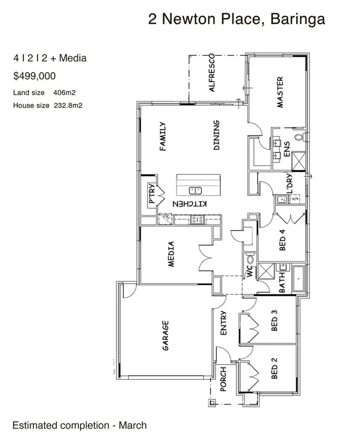 Floorplan of Homely house listing, 2 Newton Place, Baringa QLD 4551