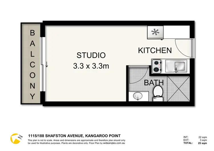 Floorplan of Homely unit listing, 1115/188 Shafston Avenue, Kangaroo Point QLD 4169