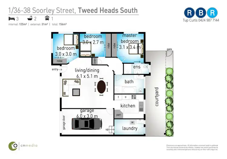 Floorplan of Homely semi-detached listing, 1/36-38 Soorley Street, Tweed Heads South NSW 2486