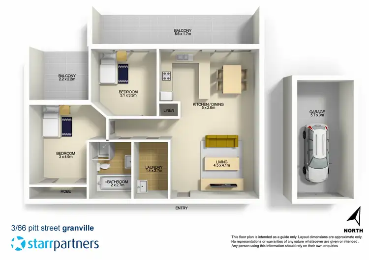 Floorplan of Homely unit listing, 3/66-68 Pitt Street, Granville NSW 2142
