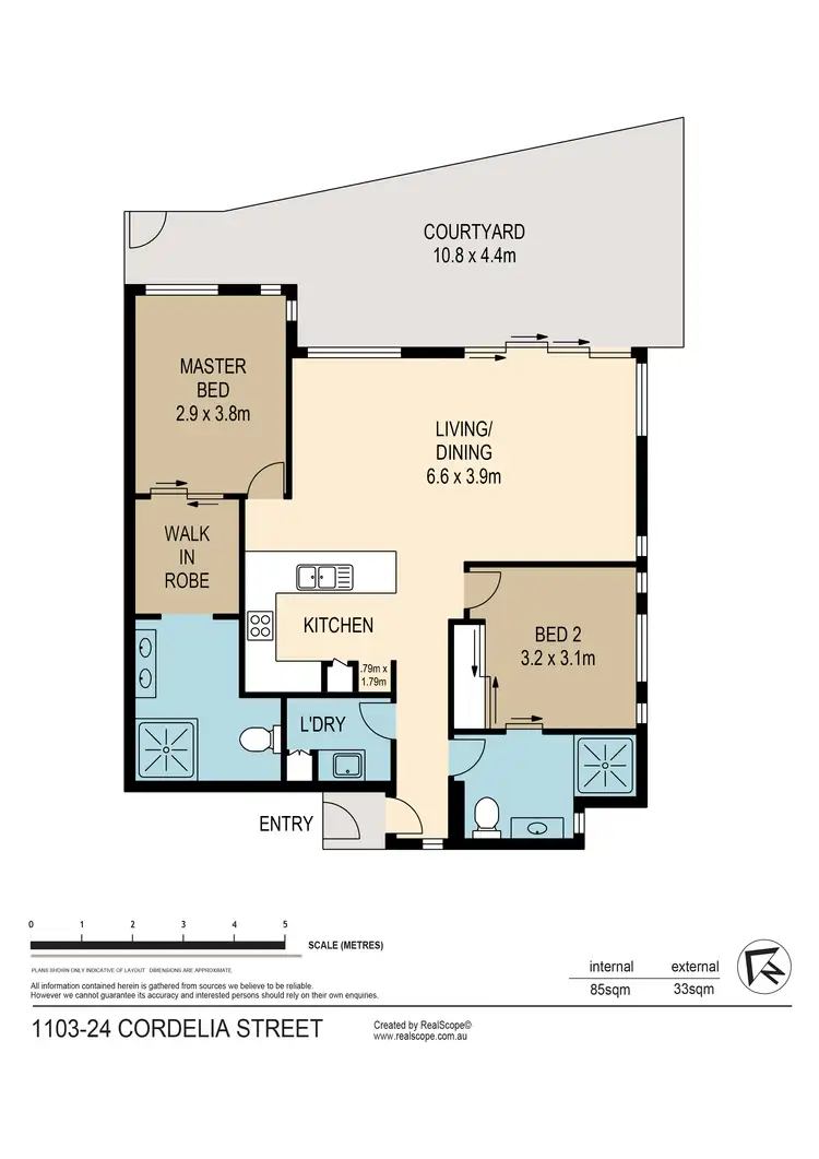 Floorplan of Homely unit listing, 1103/24 Cordelia Street, South Brisbane QLD 4101