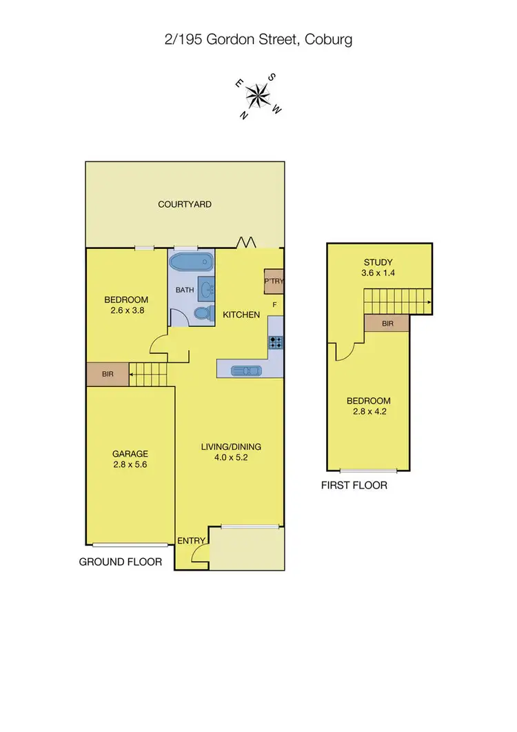 Floorplan of Homely townhouse listing, 2/195 Gordon Street, Coburg VIC 3058