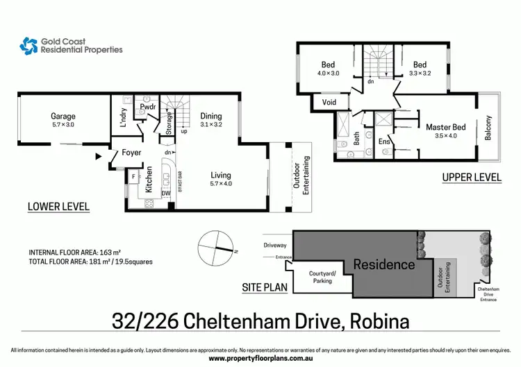 Floorplan of Homely townhouse listing, 32/226 Cheltenham Drive, Robina QLD 4226