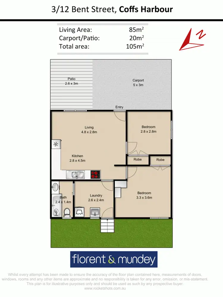 Floorplan of Homely unit listing, 3/12 Bent St, Coffs Harbour NSW 2450