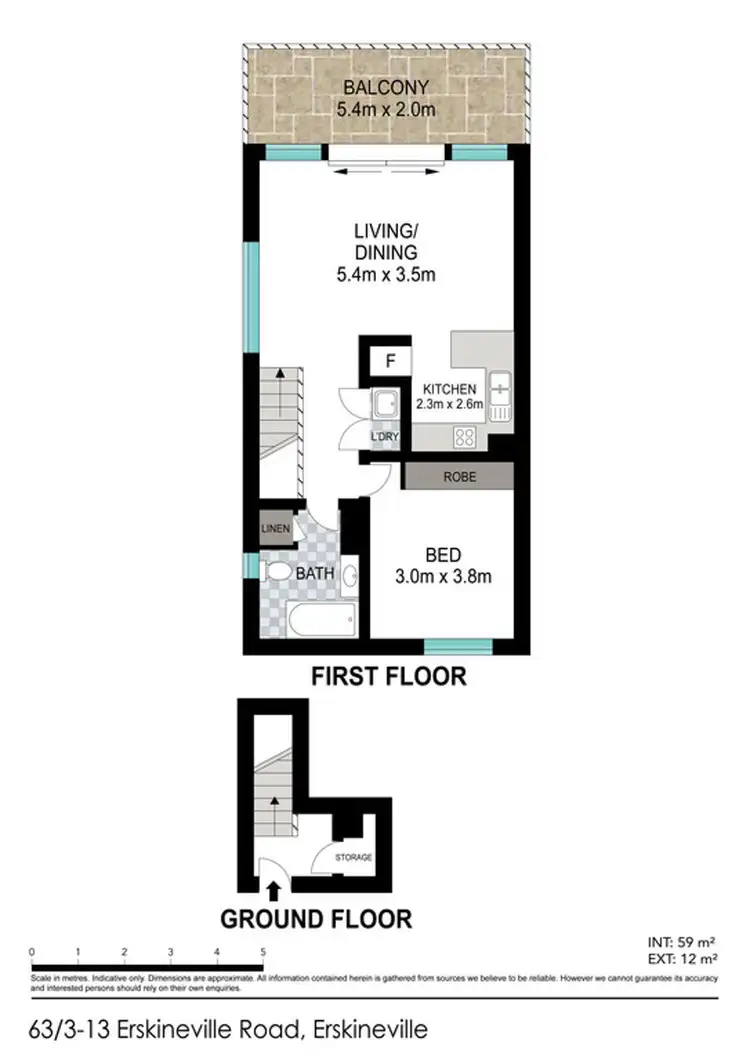 Floorplan of Homely unit listing, 63/3-13 Erskineville Road, Newtown NSW 2042