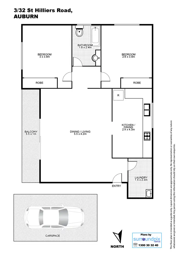 Floorplan of Homely unit listing, 3/32-34 St Hilliers Road, Auburn NSW 2144