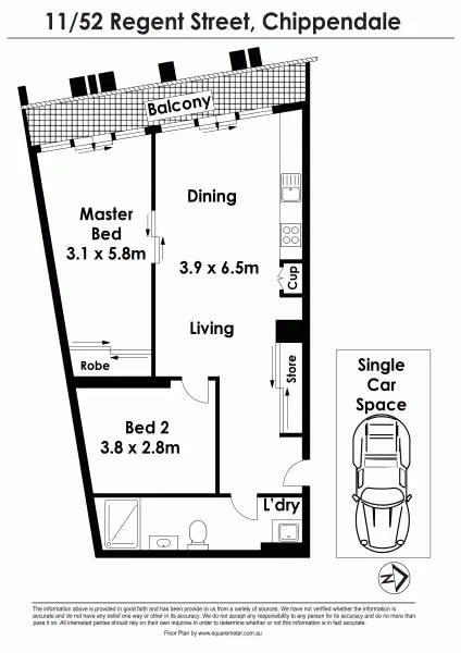 Floorplan of Homely unit listing, 11/52 Regent Street, Chippendale NSW 2008
