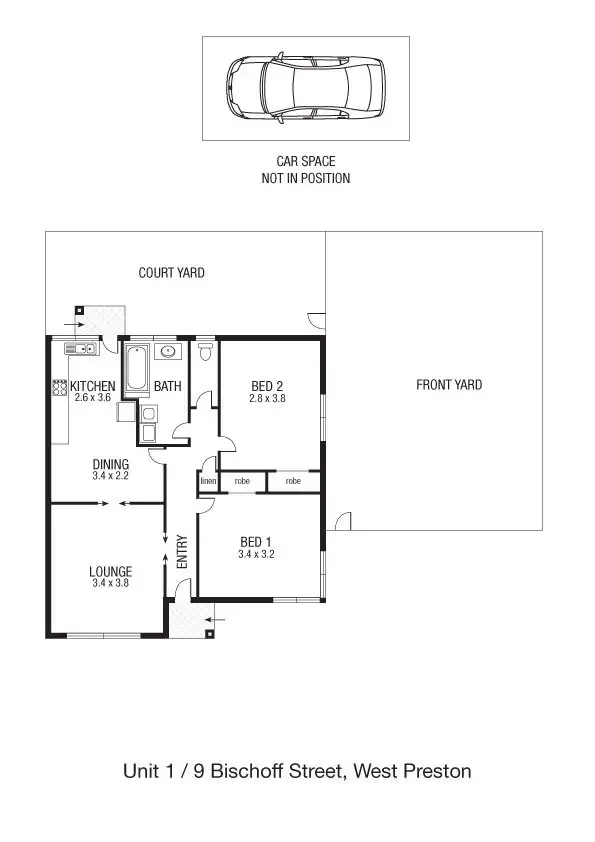 Floorplan of Homely unit listing, 1/9 Bischoff Street, Preston VIC 3072