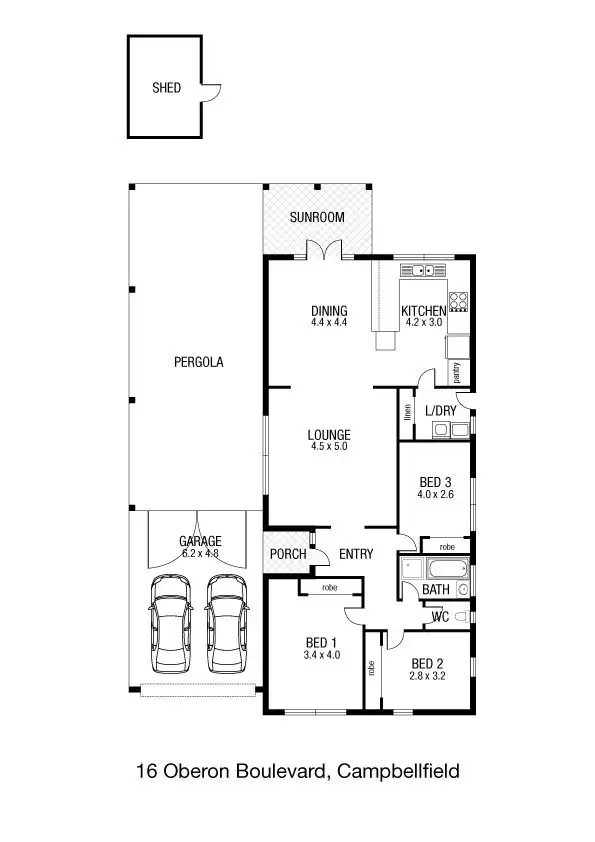 Floorplan of Homely house listing, 16 Oberon Boulervard, Campbellfield VIC 3061