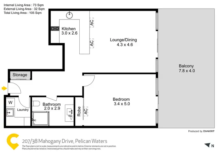 Floorplan of Homely unit listing, 207/38 Mahogany Drive, Pelican Waters QLD 4551