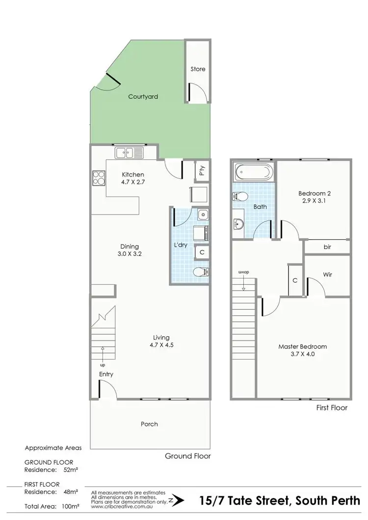 Floorplan of Homely townhouse listing, 15/7 Tate Street, South Perth WA 6151