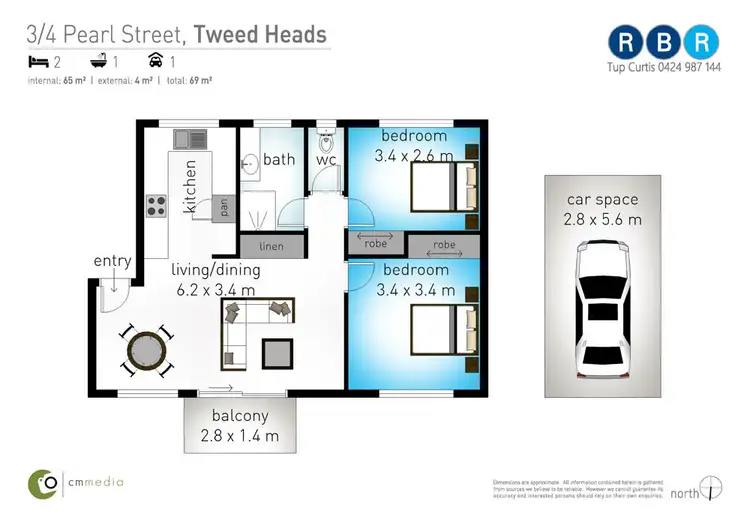 Floorplan of Homely unit listing, 3/4 Pearl Street, Tweed Heads NSW 2485