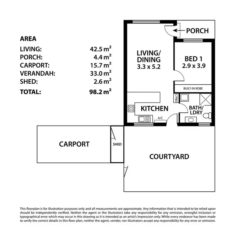Floorplan of Homely unit listing, 1/255 Main South Road, Hackham West SA 5163