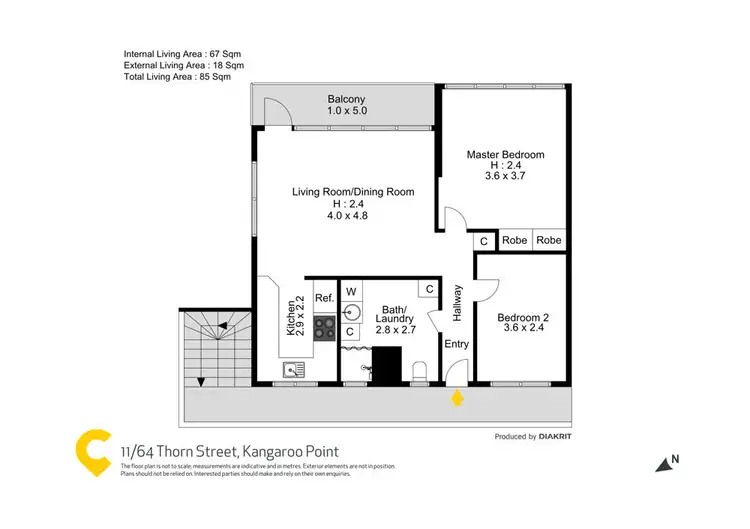 Floorplan of Homely unit listing, 11/64 Thorn Street, Kangaroo Point QLD 4169