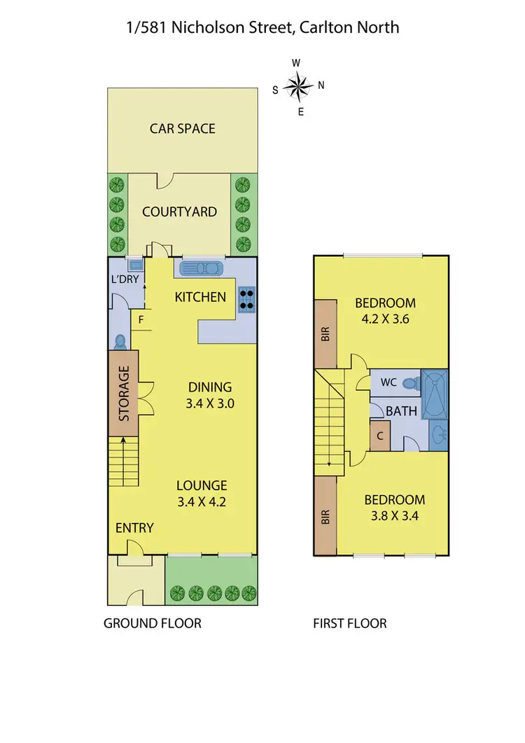 Floorplan of Homely townhouse listing, 1/581 Nicholson Street, Carlton North VIC 3054