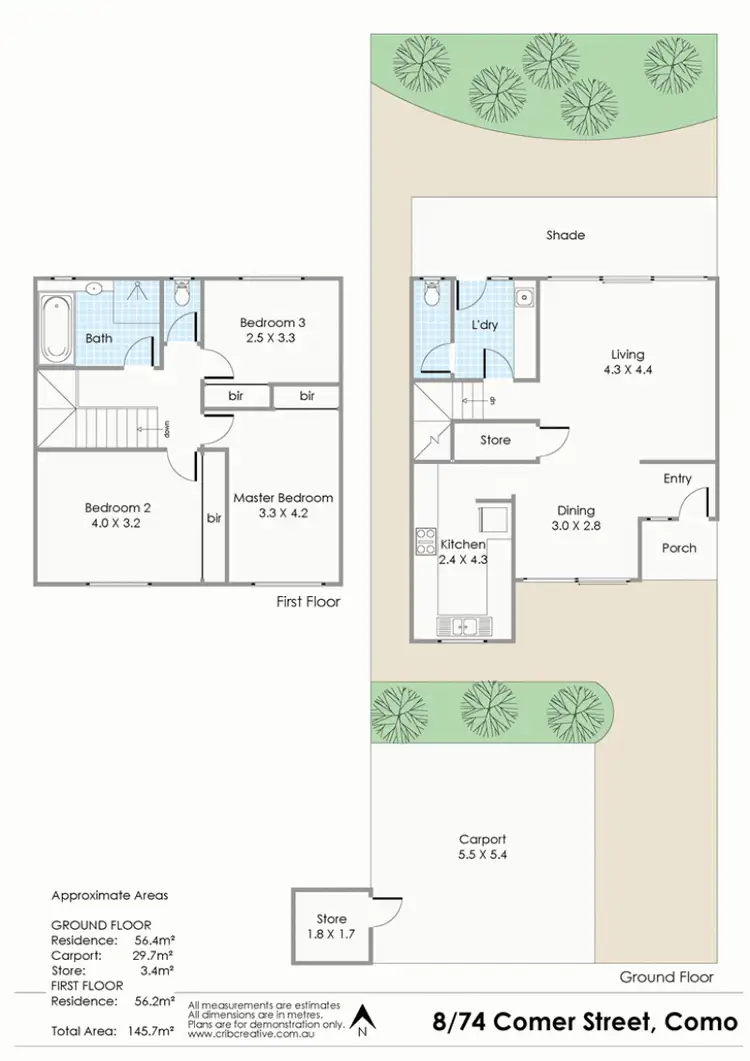 Floorplan of Homely townhouse listing, 8/74 Comer Street, Como WA 6152