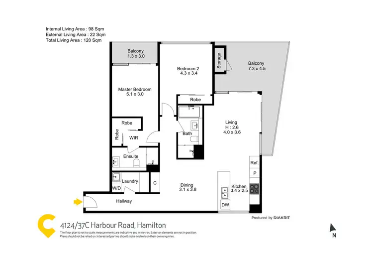 Floorplan of Homely unit listing, 4124/37C Harbour Road, Hamilton QLD 4007