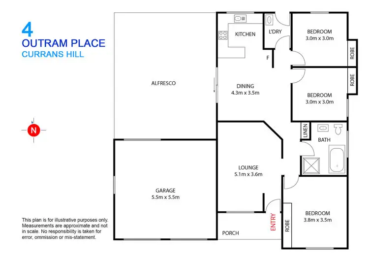 Floorplan of Homely house listing, 4 Outram Place, Currans Hill NSW 2567