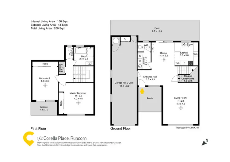Floorplan of Homely townhouse listing, 1/2 Corella Place, Runcorn QLD 4113